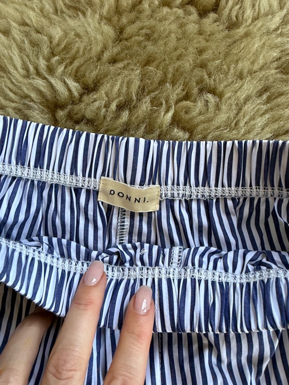 Donni Striped Blue and White Women's Casual Shorts - Picture 2 of 4
